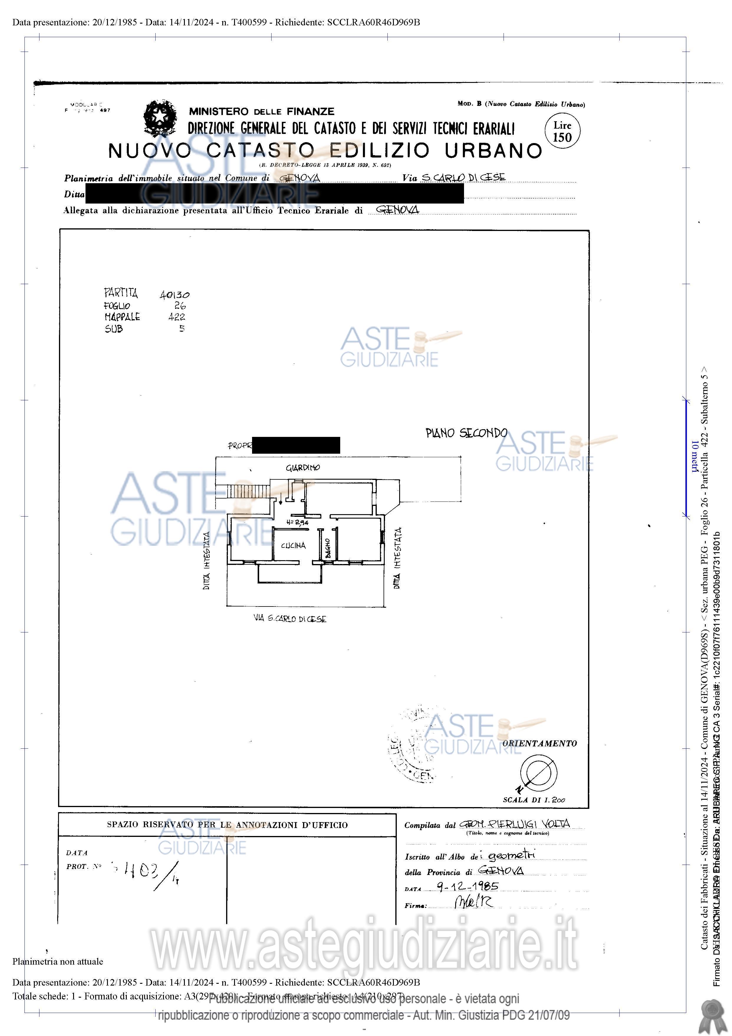 Planimetria del bene