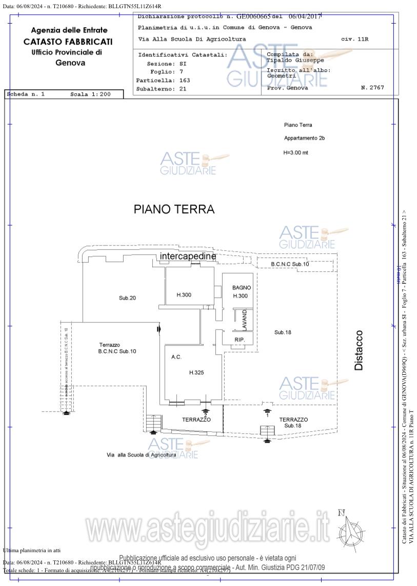 Planimetria del bene