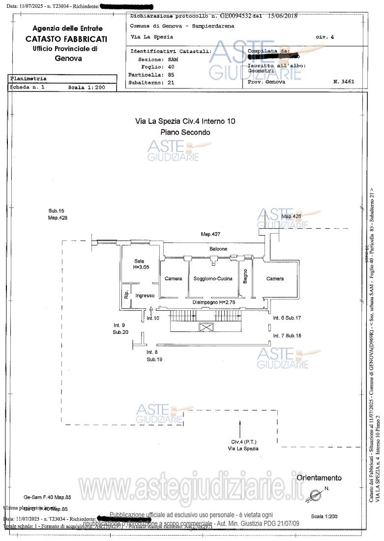 Planimetria del bene