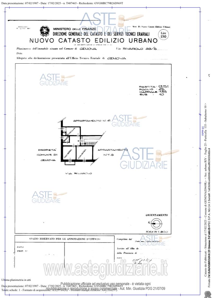 Planimetria del bene