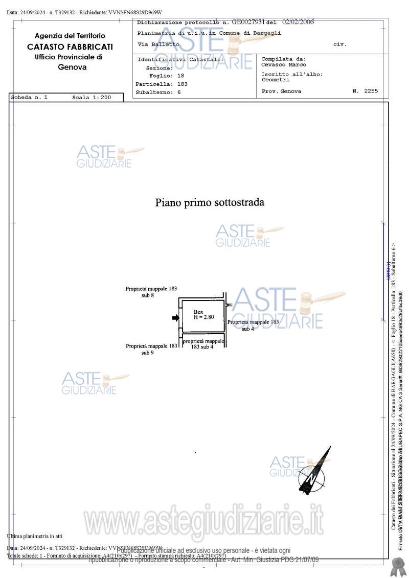 Planimetria del bene