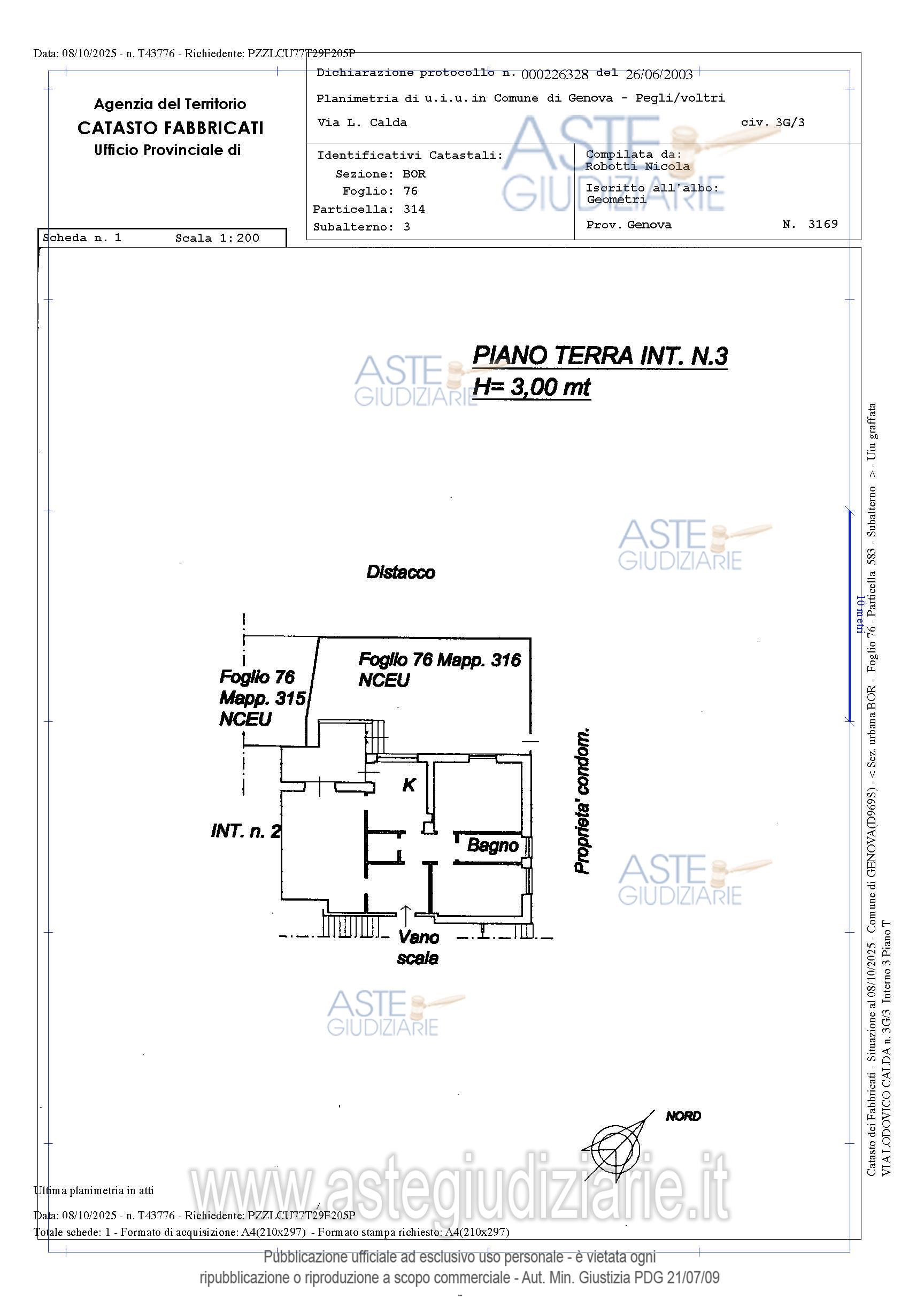 Planimetria del bene