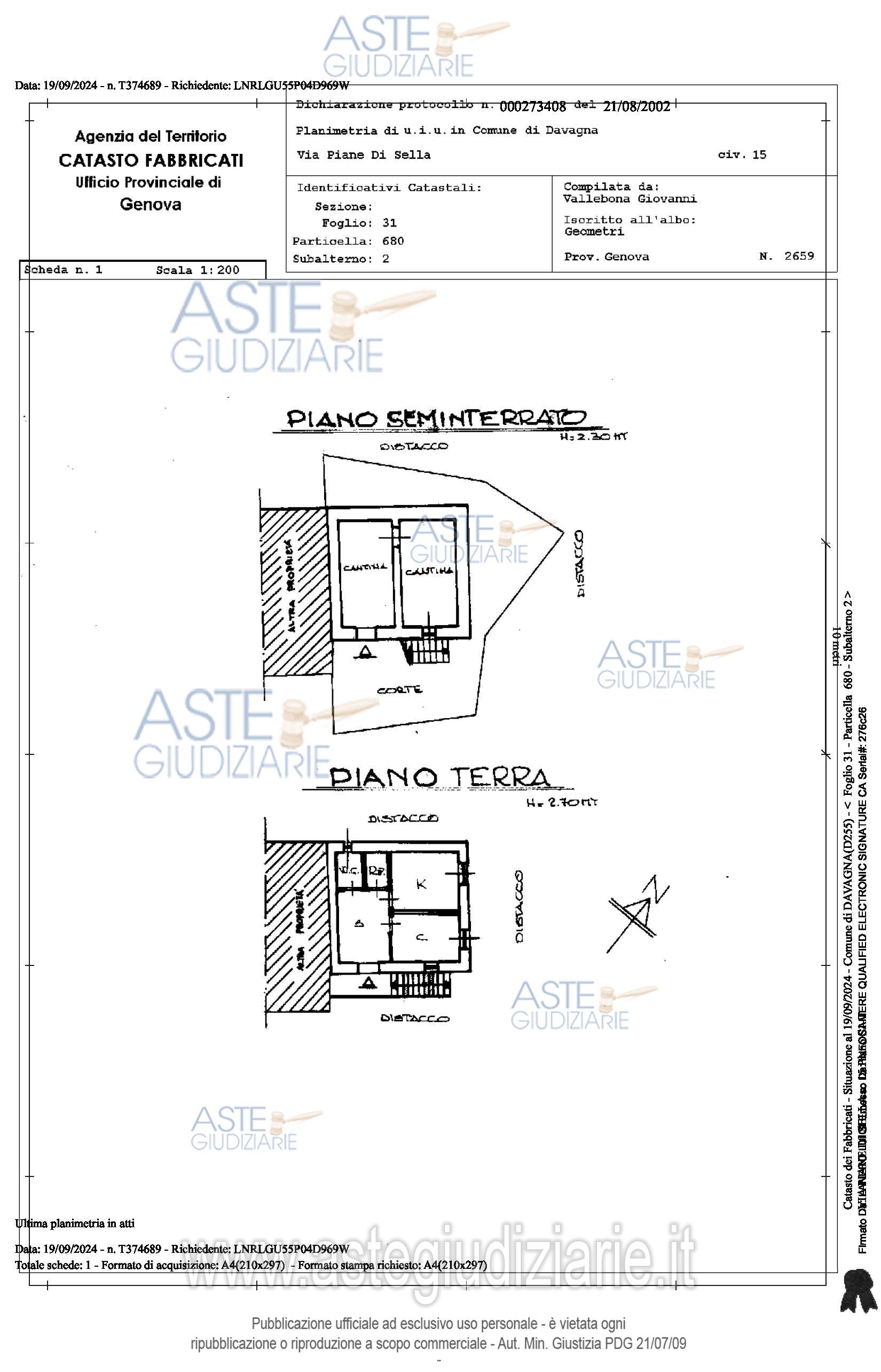 Planimetria del bene