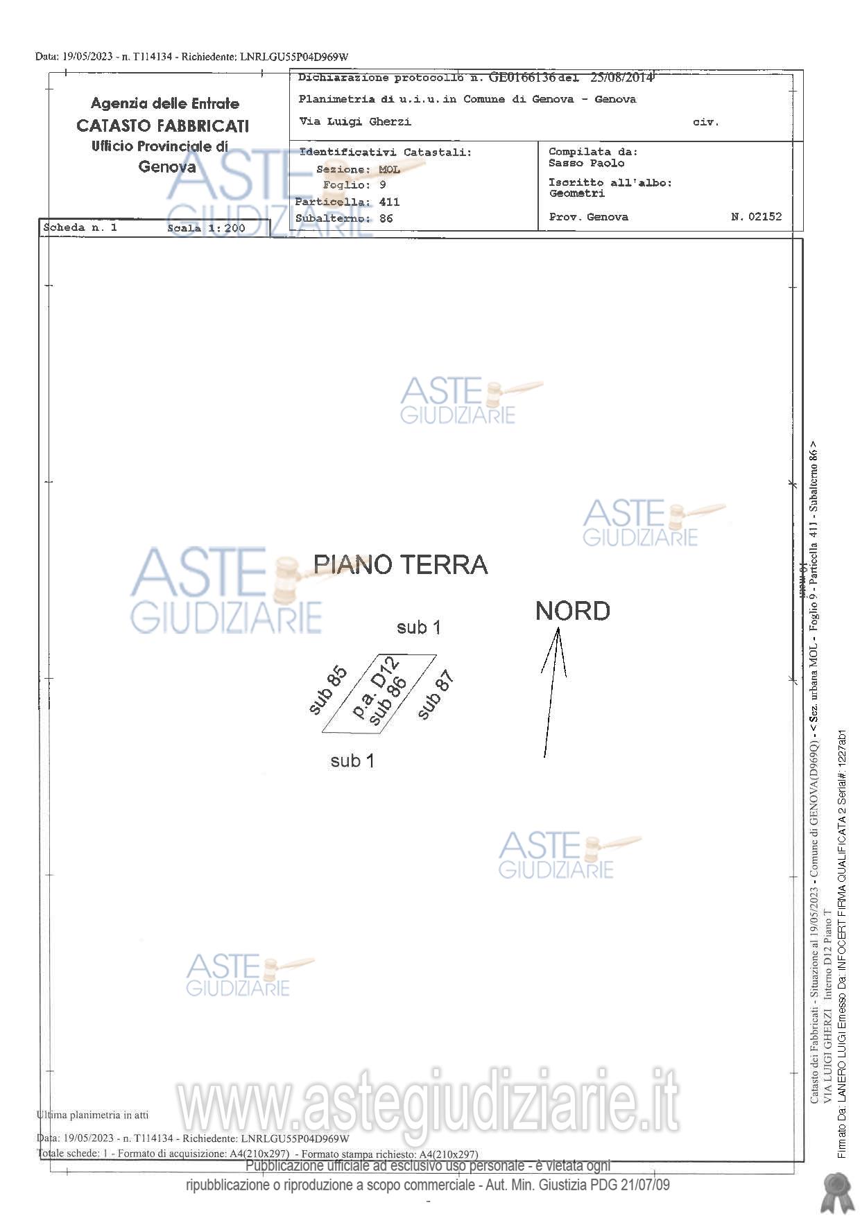 Planimetria del bene