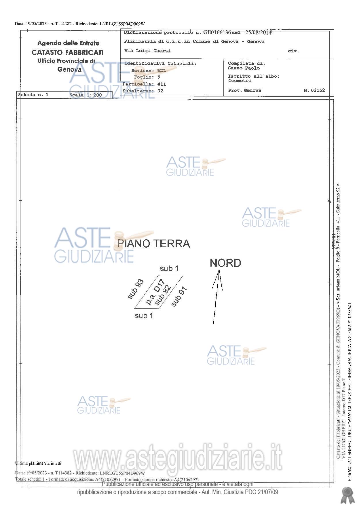 Planimetria del bene