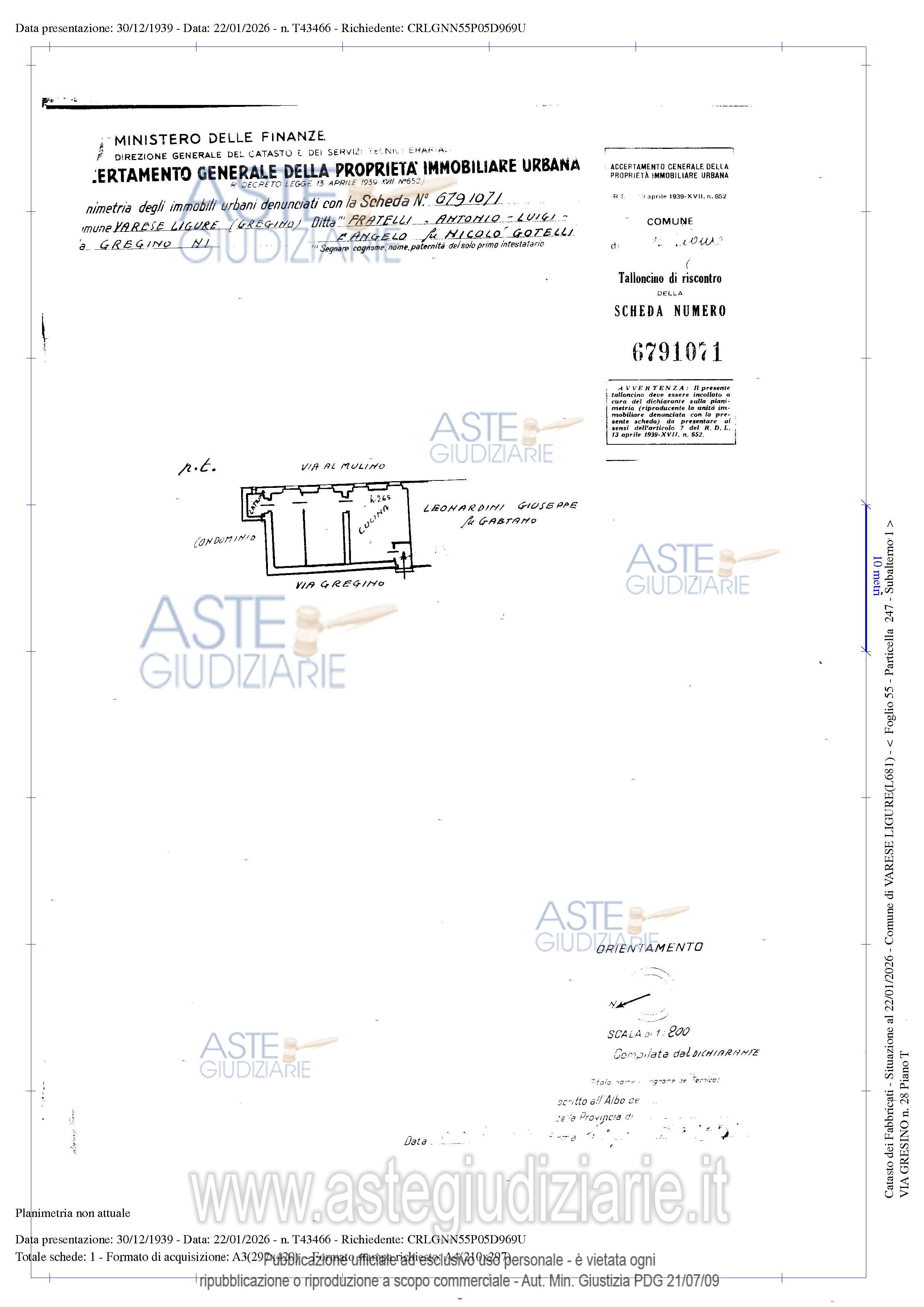 Planimetria del bene
