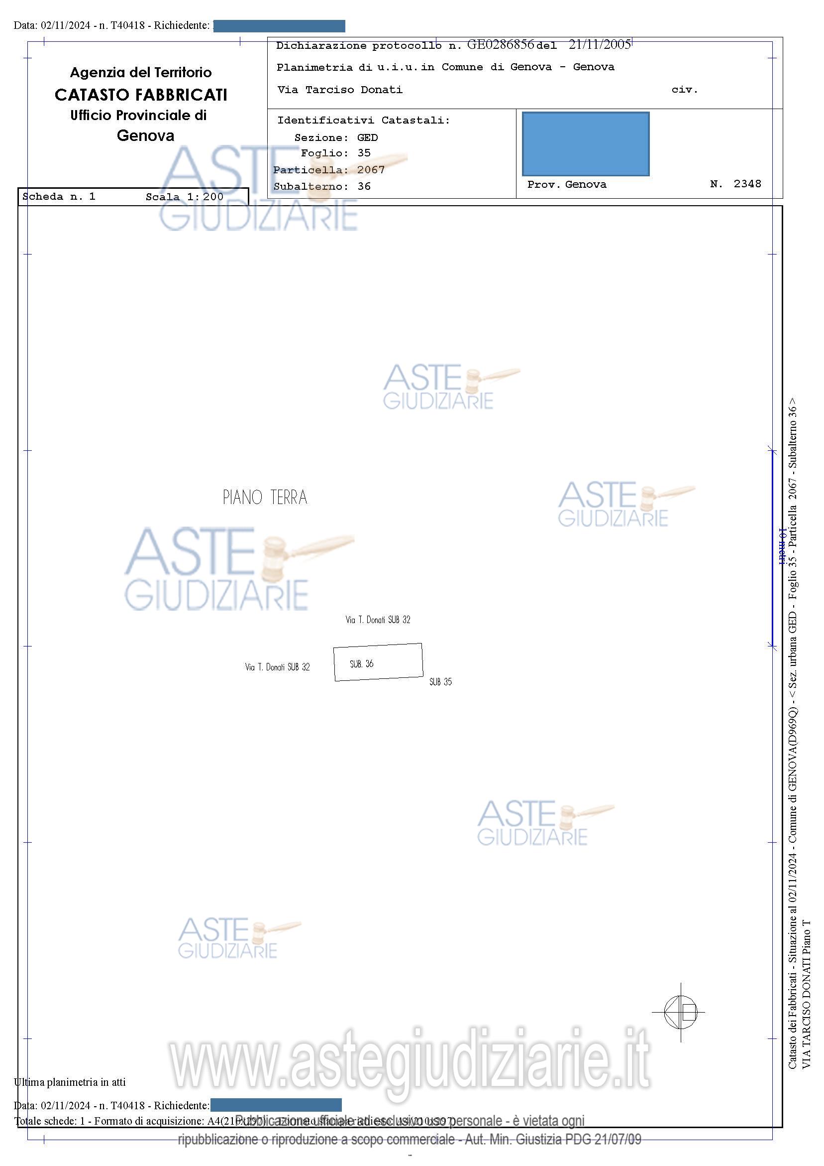 Planimetria del bene
