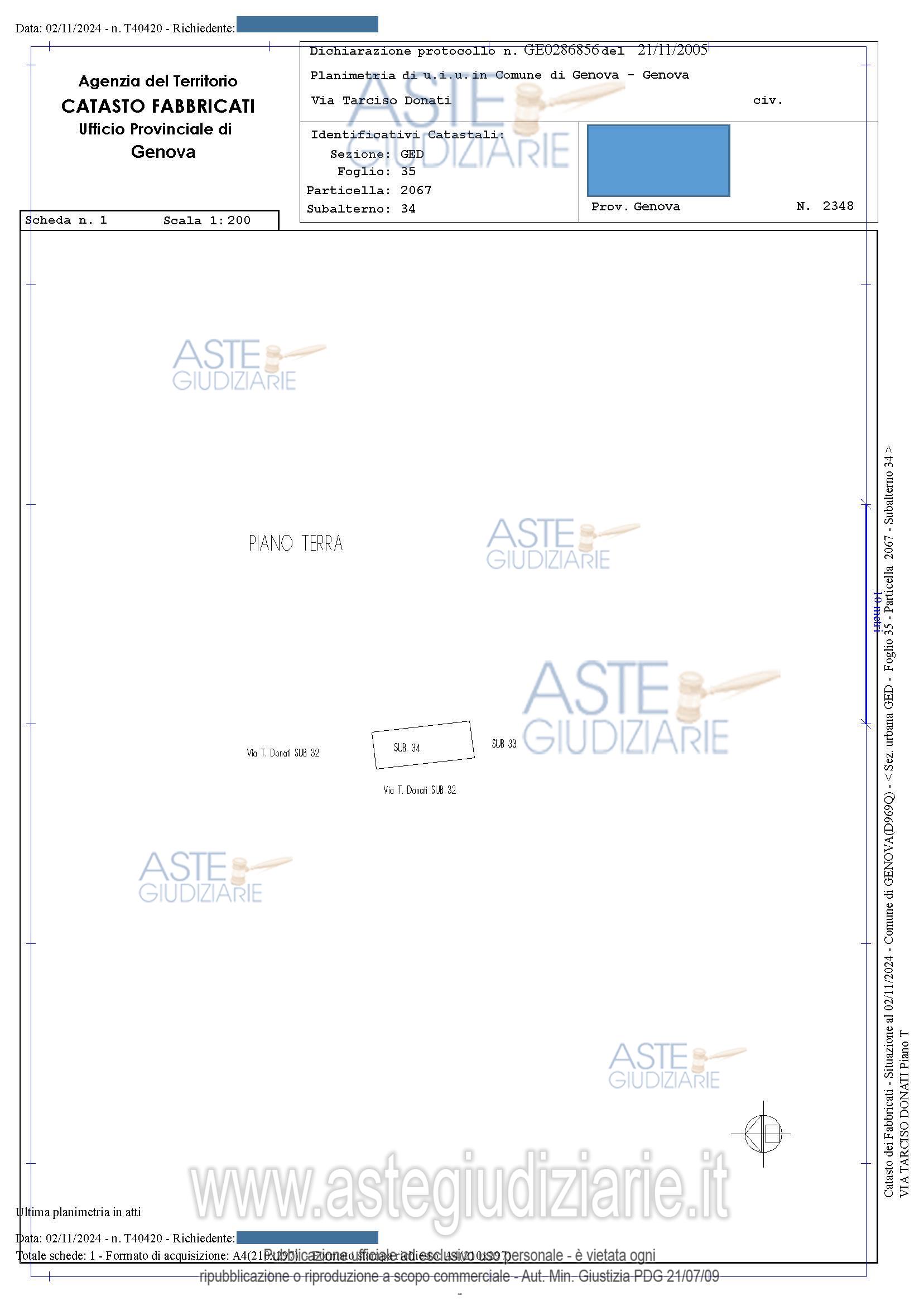 Planimetria del bene