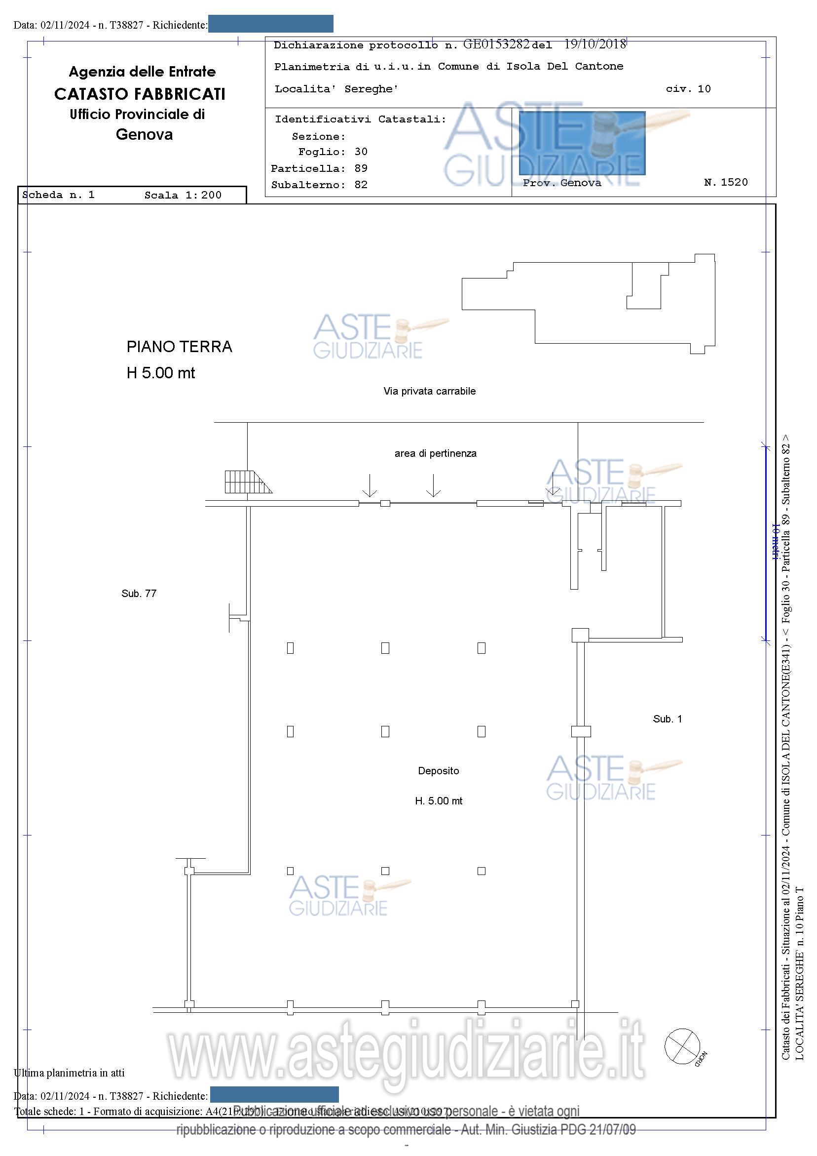 Planimetria del bene