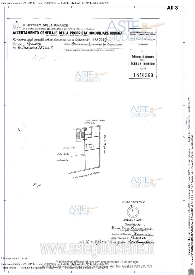 Planimetria del bene