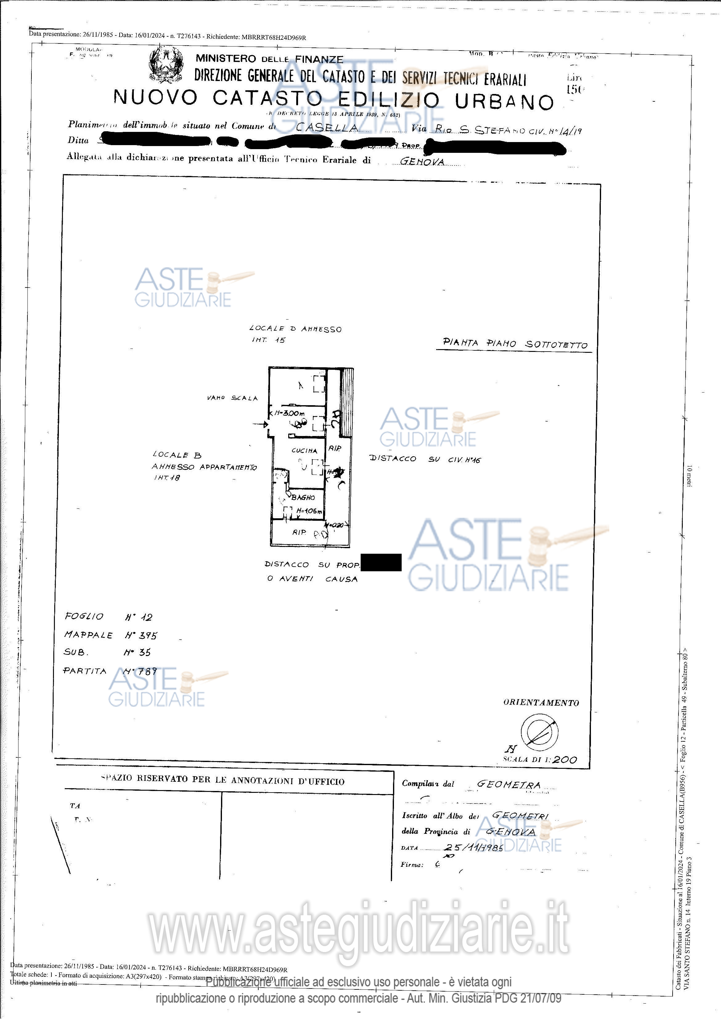 Planimetria del bene