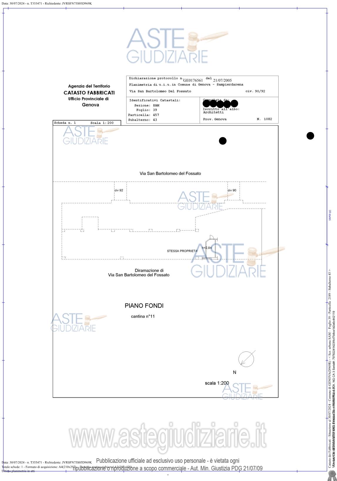 Planimetria del bene