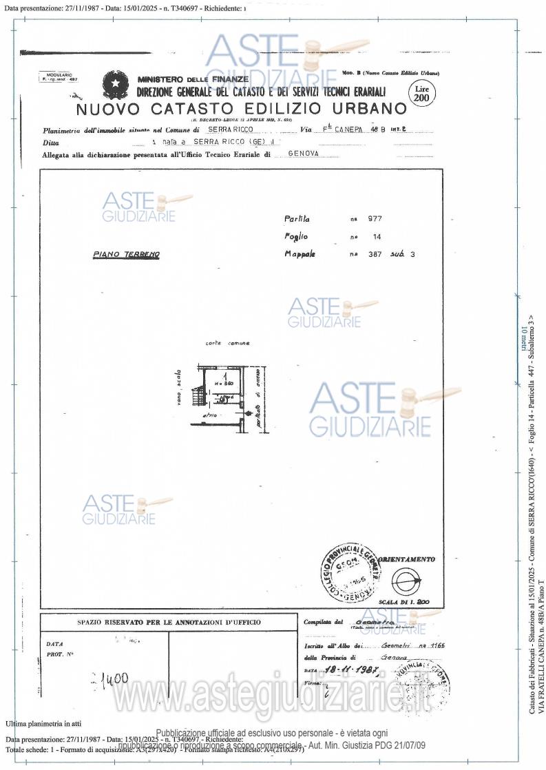 Planimetria del bene