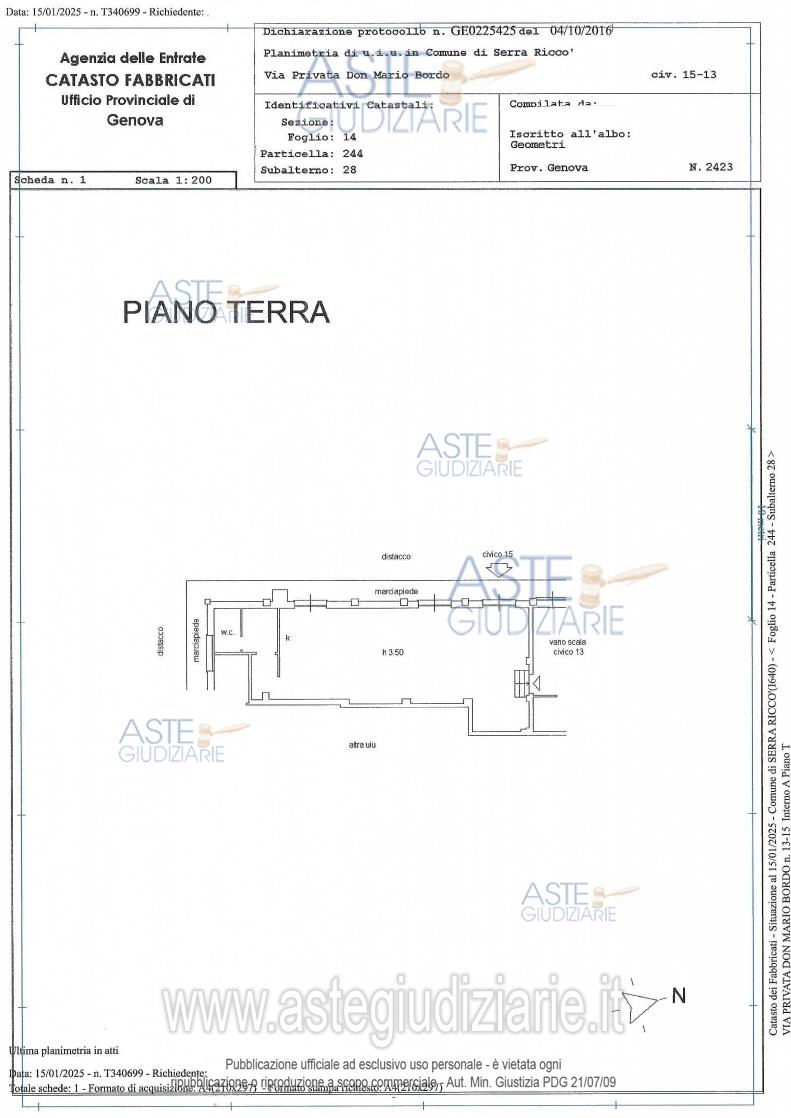 Planimetria del bene