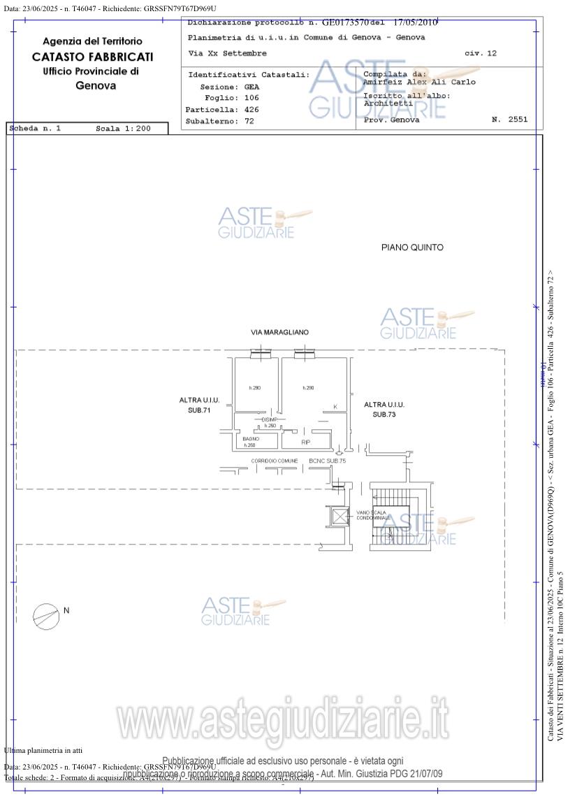 Planimetria del bene