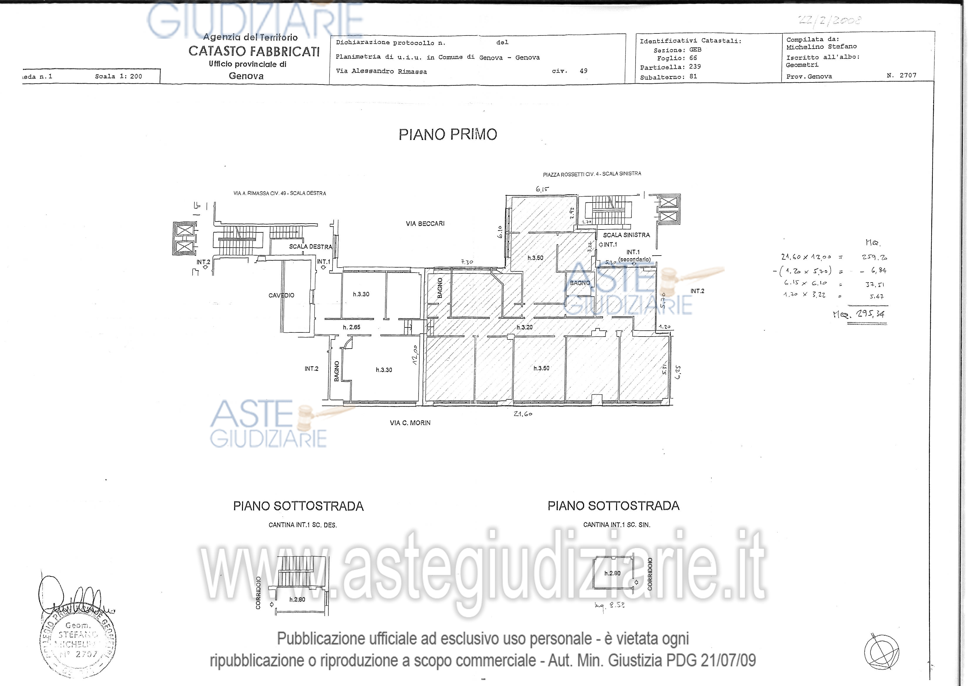 Planimetria del bene