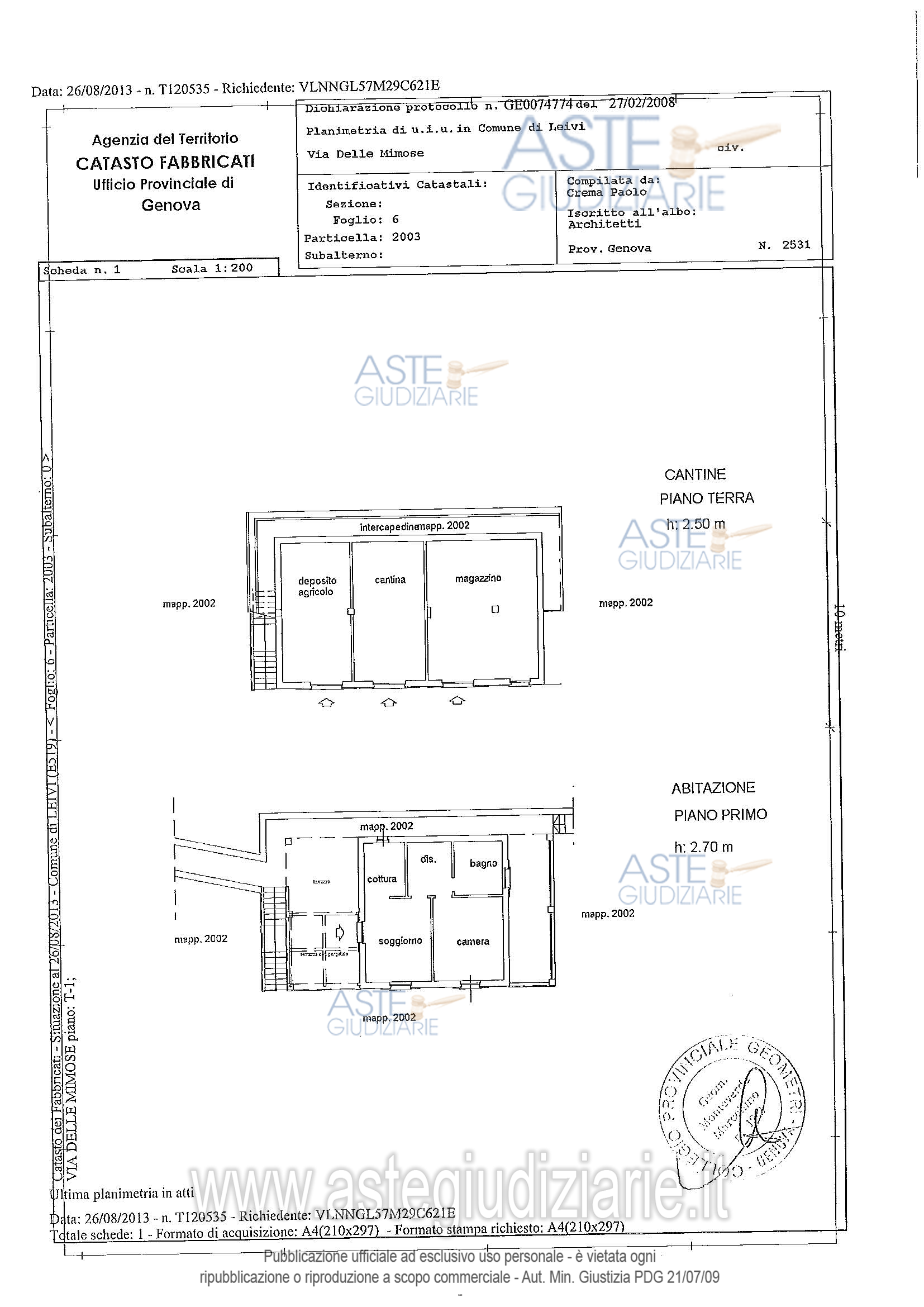 Planimetria del bene
