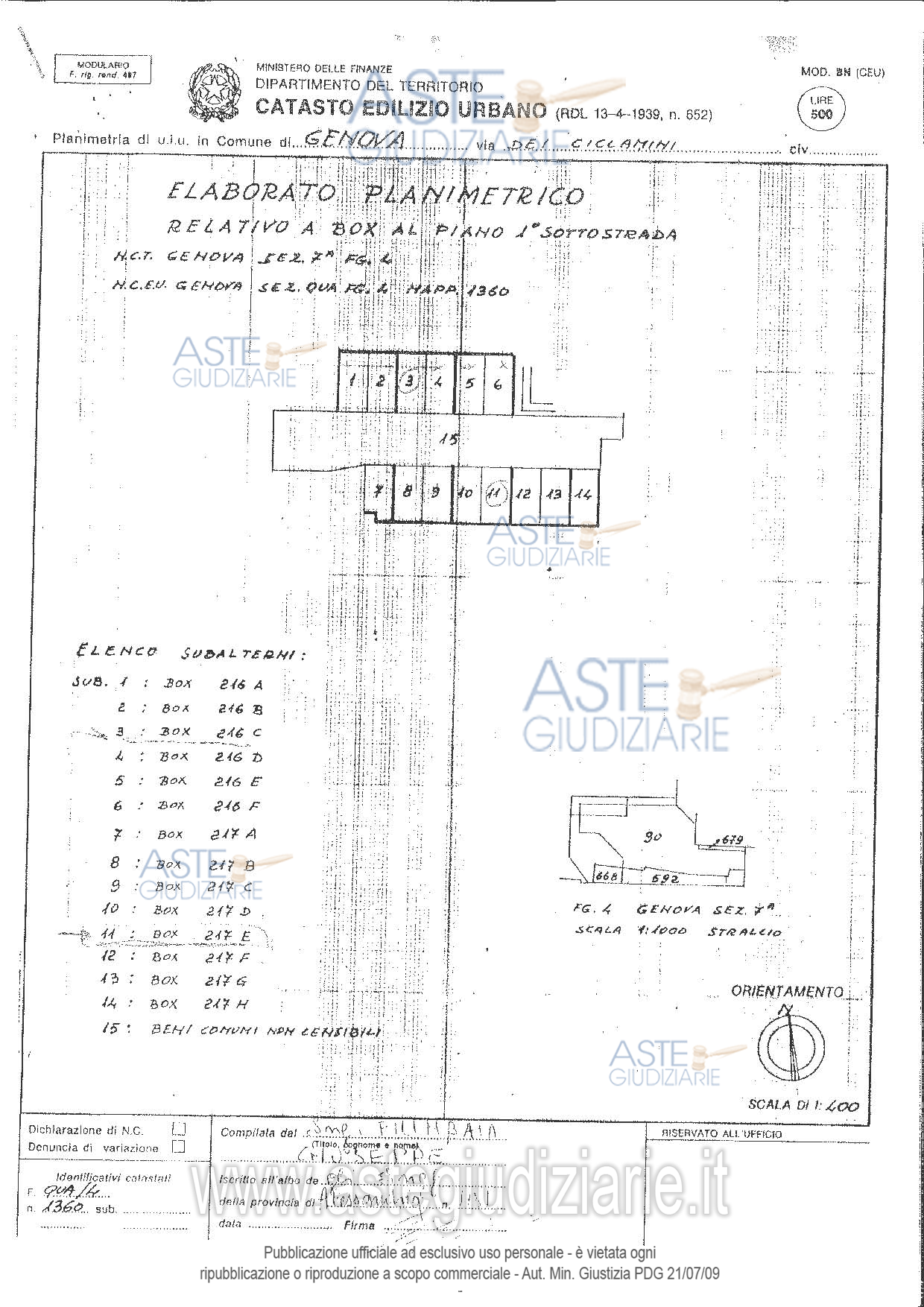 Planimetria del bene