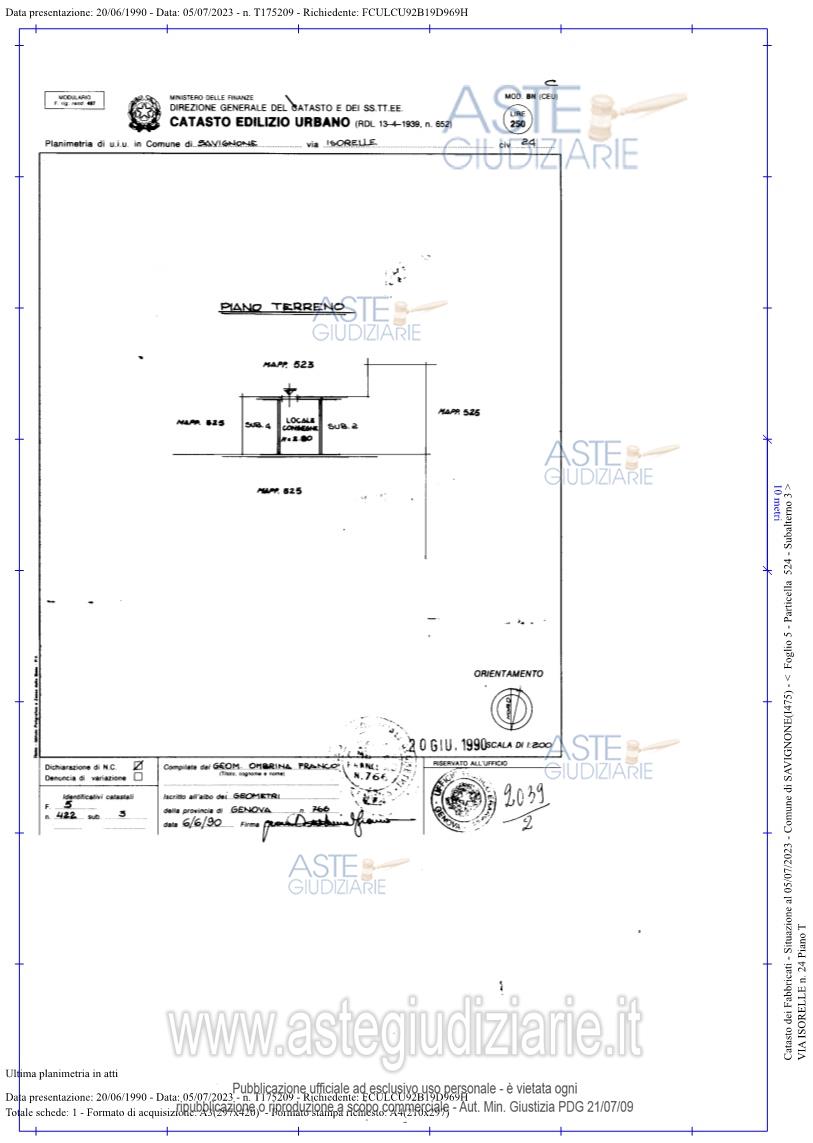 Planimetria del bene