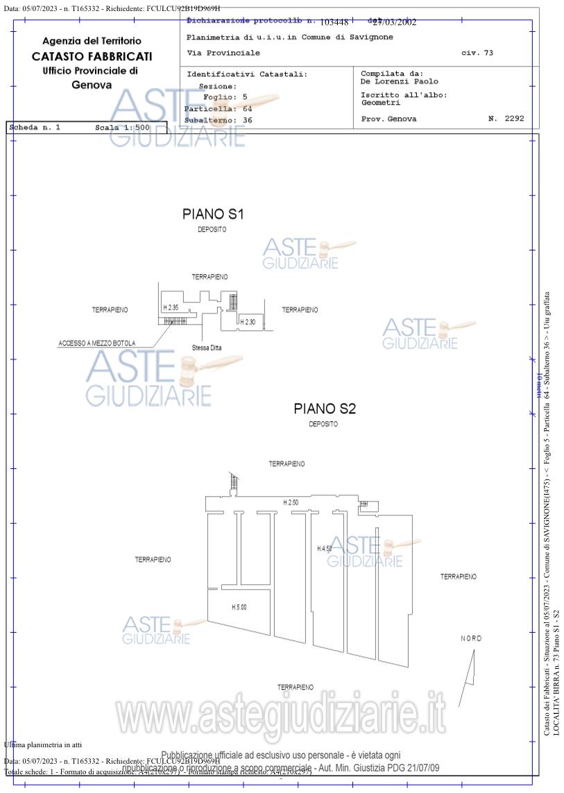 Planimetria del bene