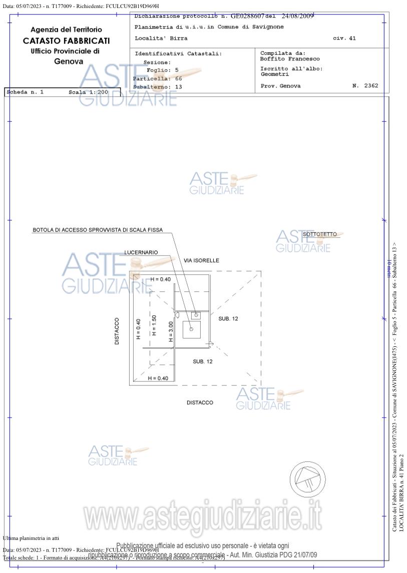 Planimetria del bene