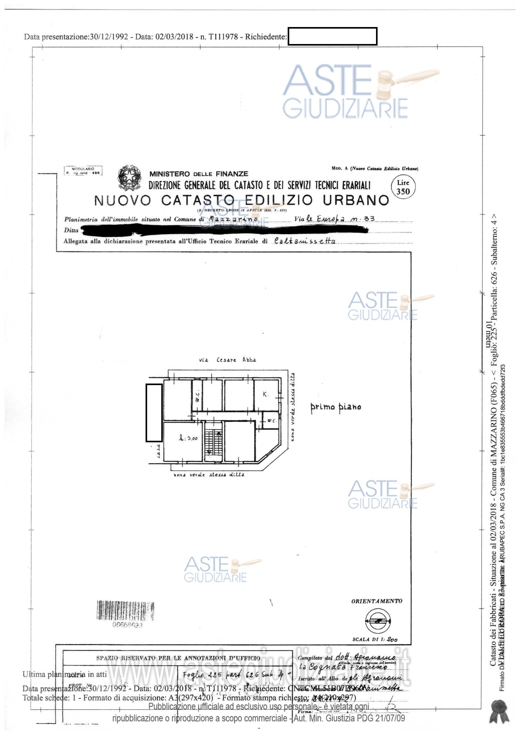 Planimetria del bene