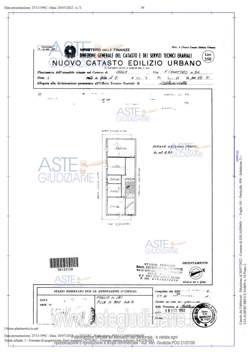 Planimetria del bene