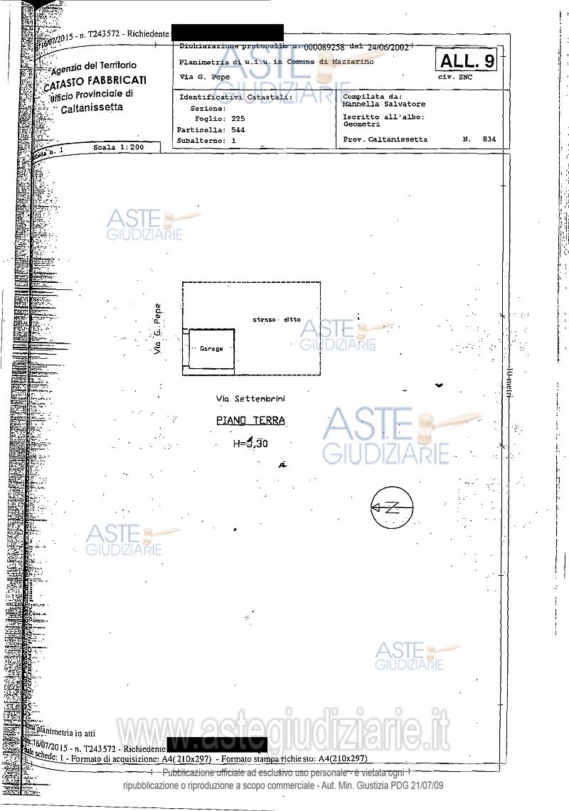 Planimetria del bene