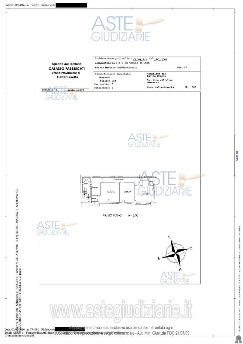Planimetria del bene