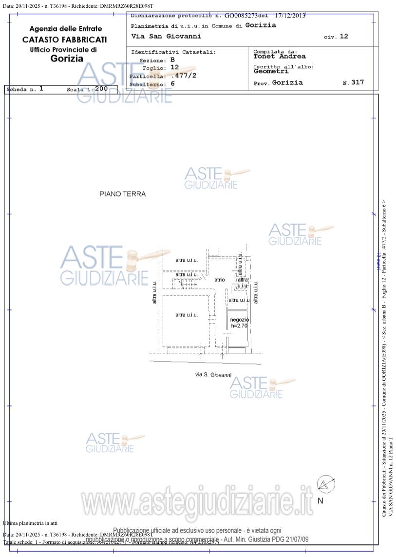 Planimetria del bene