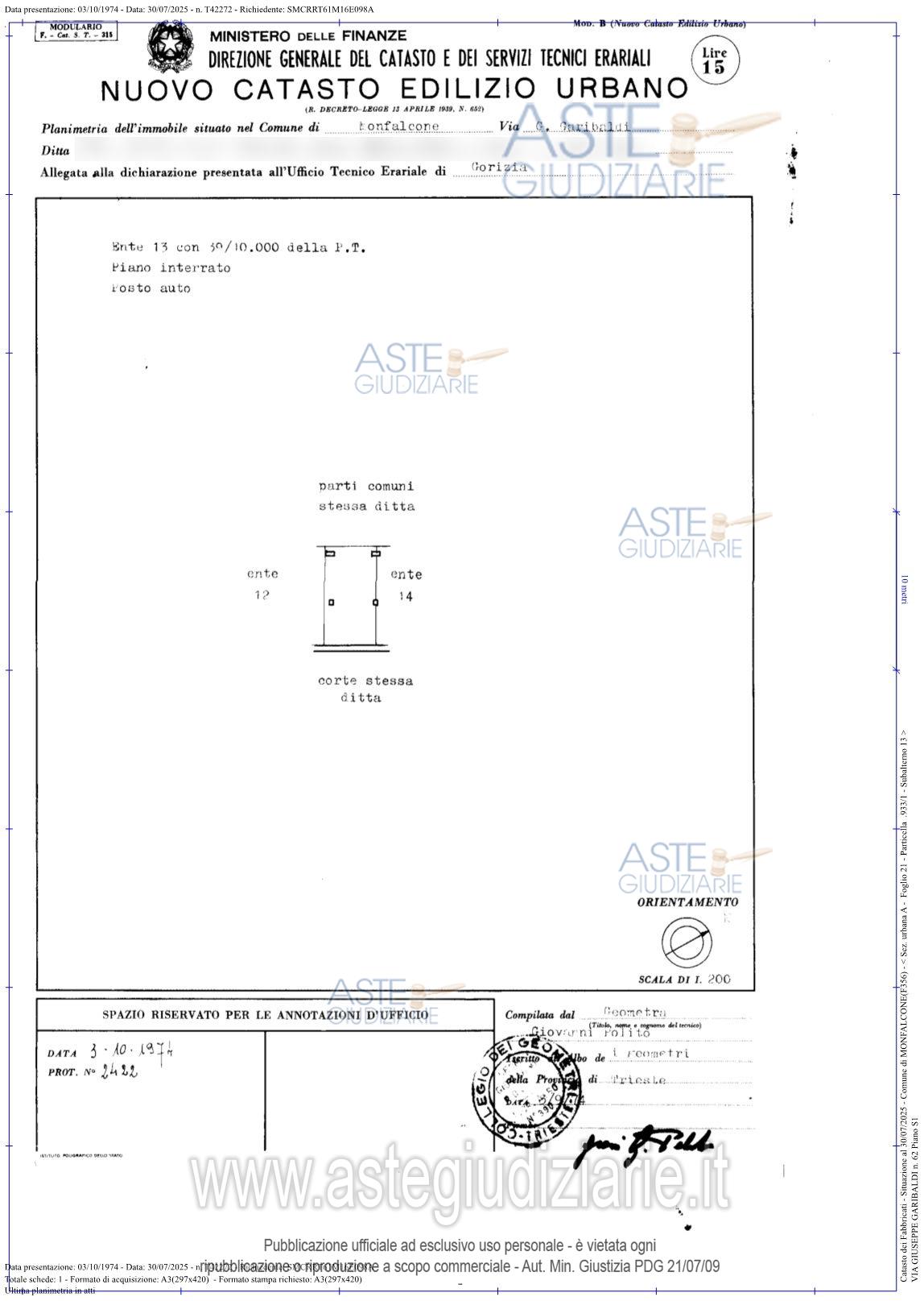 Planimetria del bene