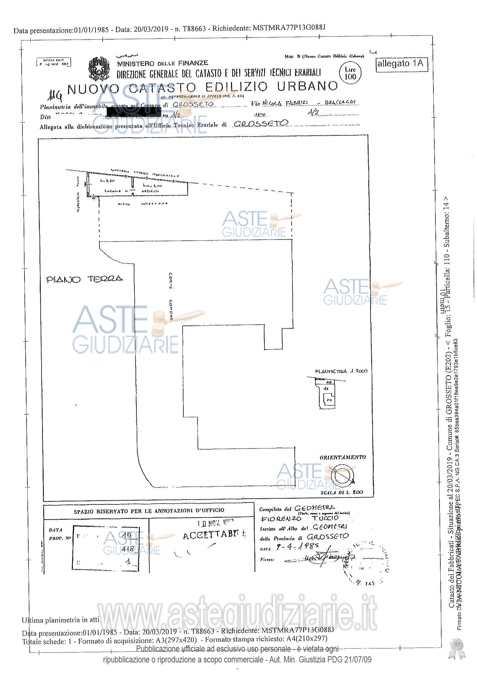 Planimetria del bene