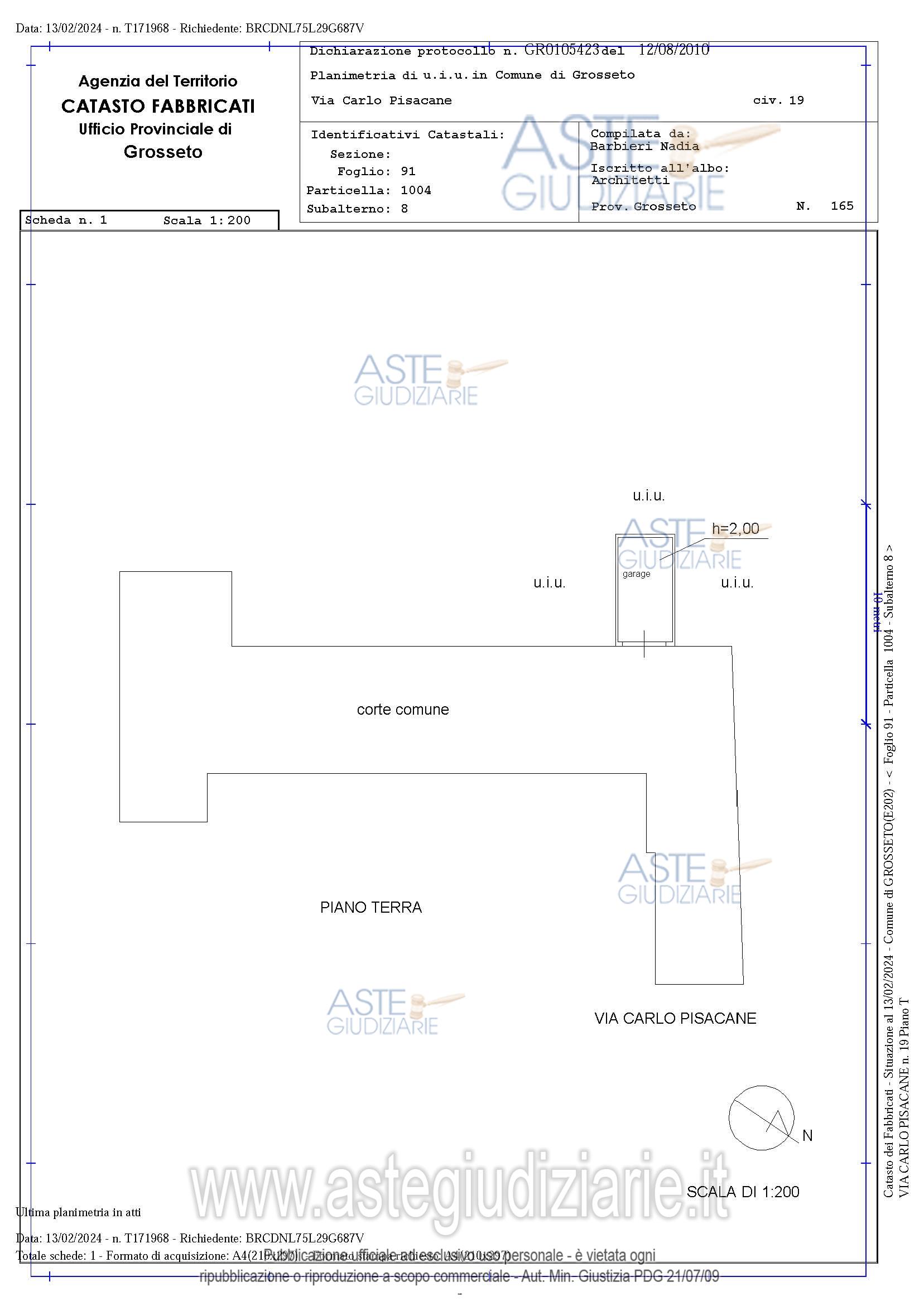 Planimetria del bene