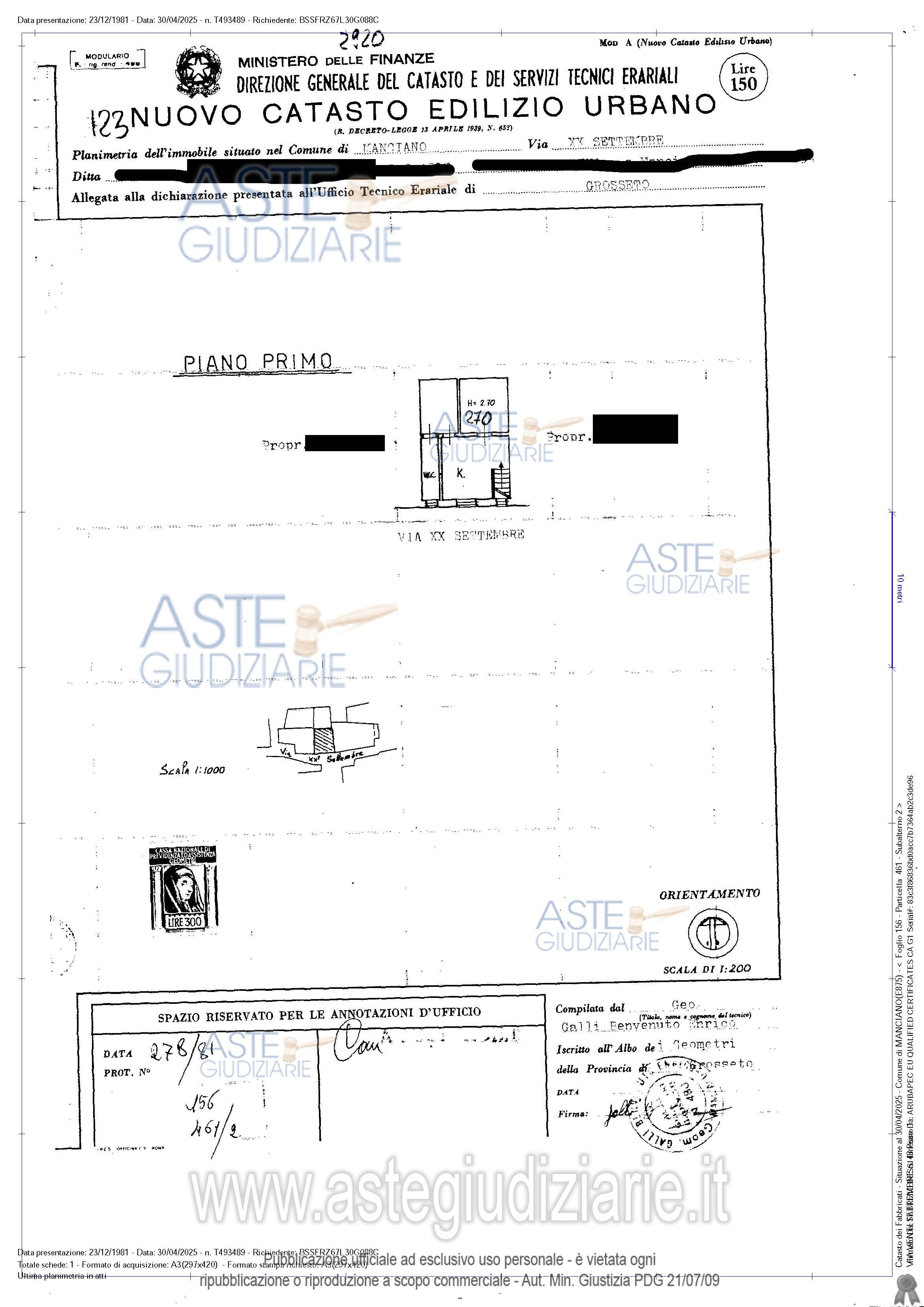Planimetria del bene