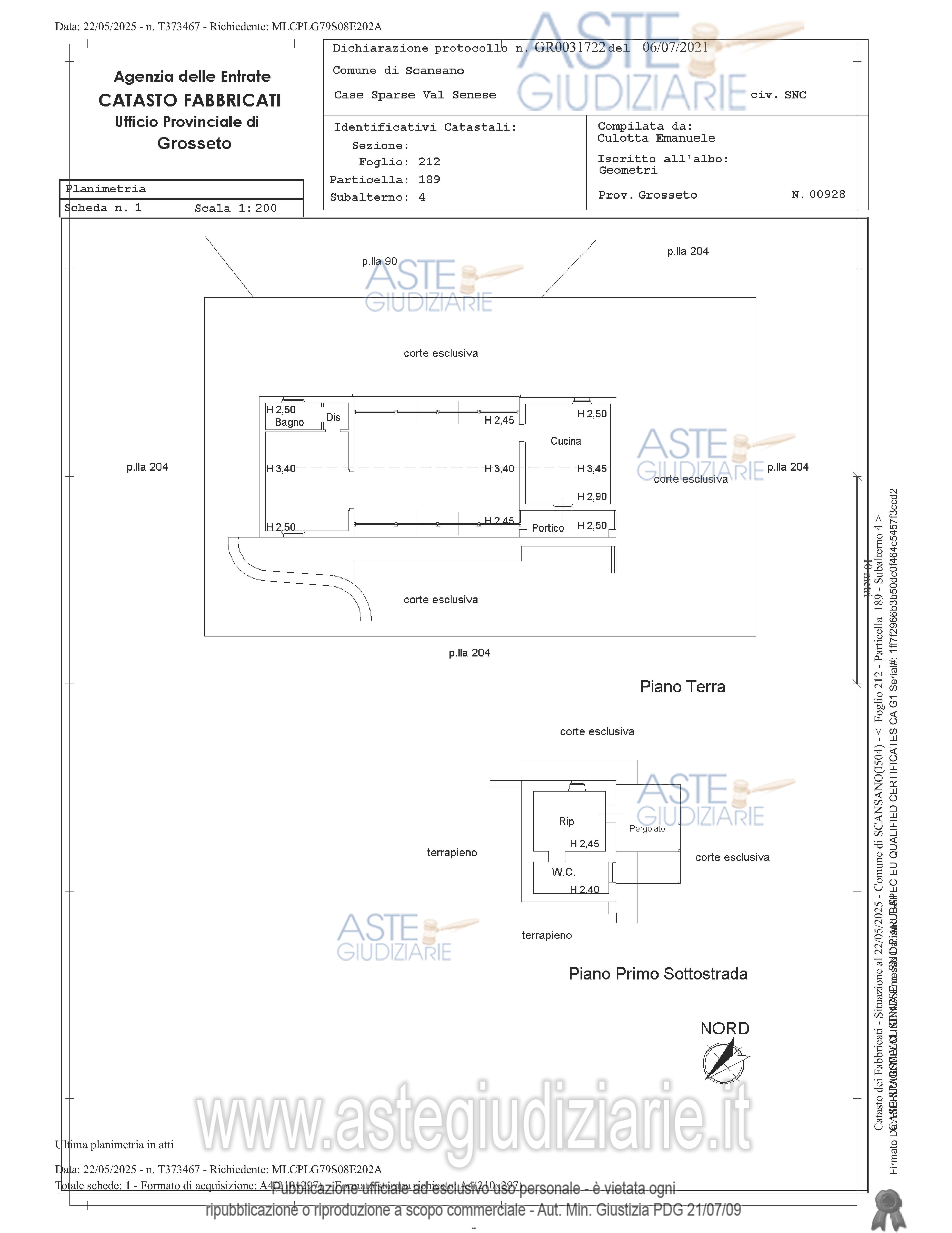 Planimetria del bene