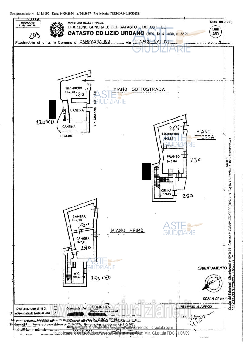 Planimetria del bene