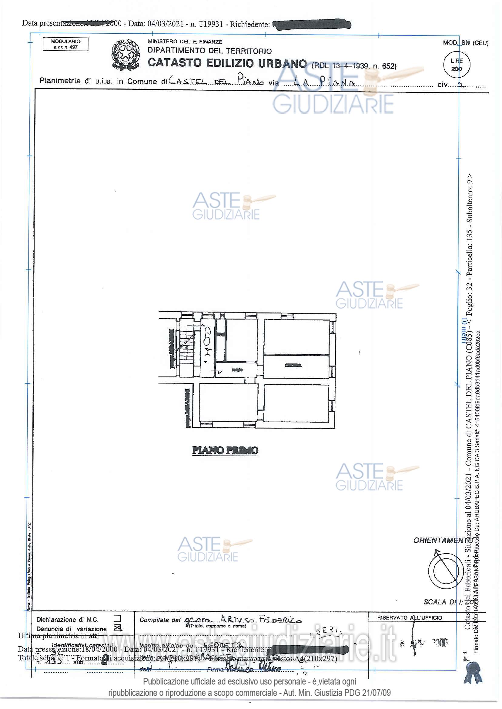Planimetria del bene