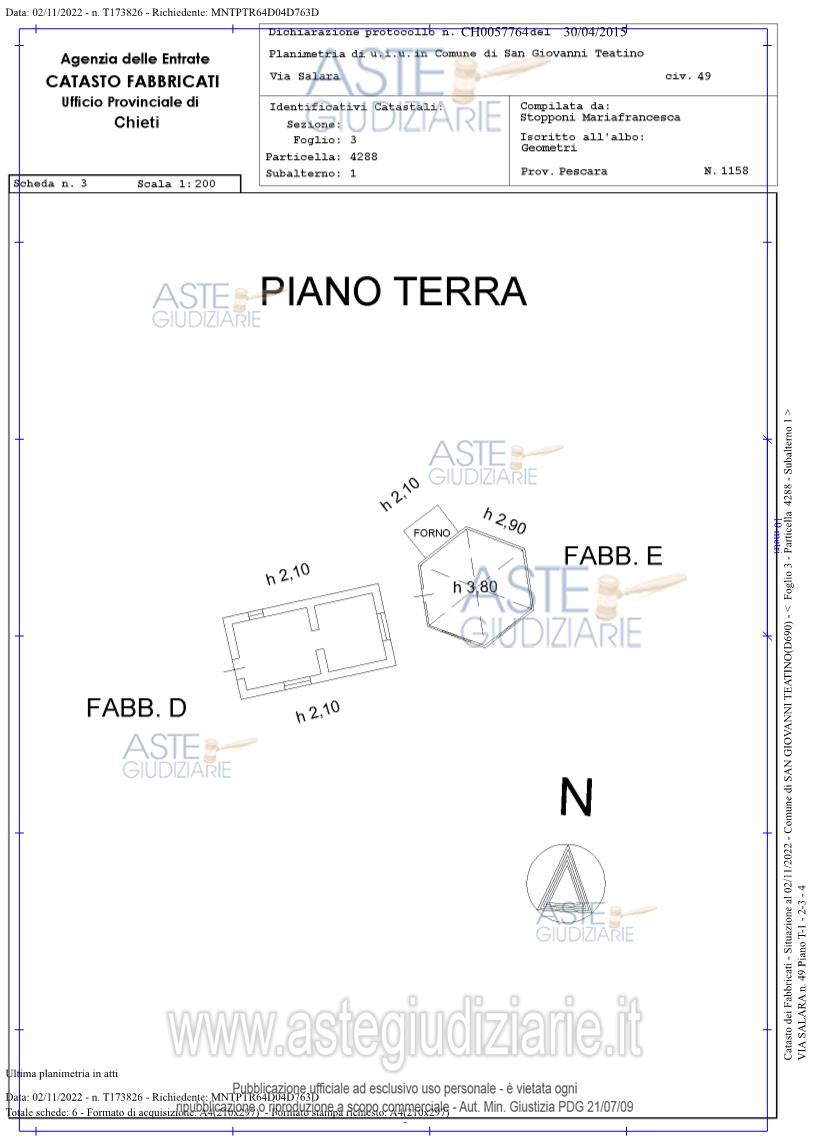 Planimetria del bene
