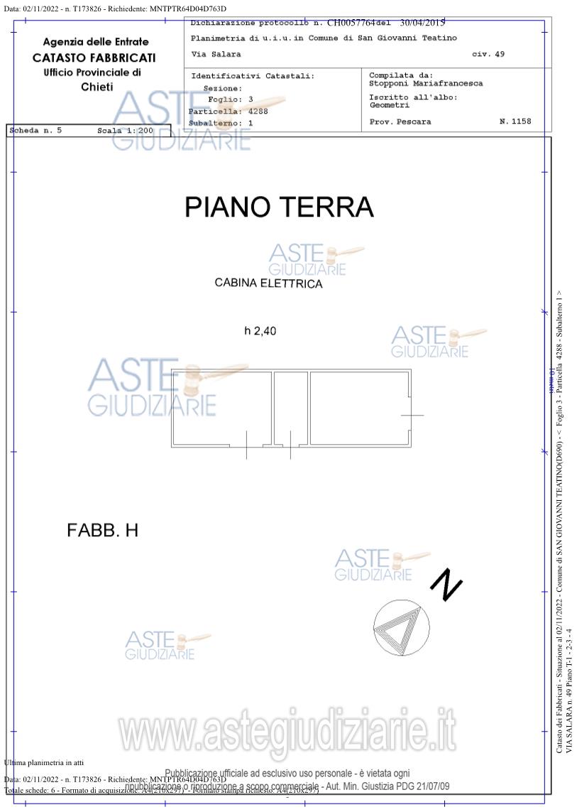 Planimetria del bene