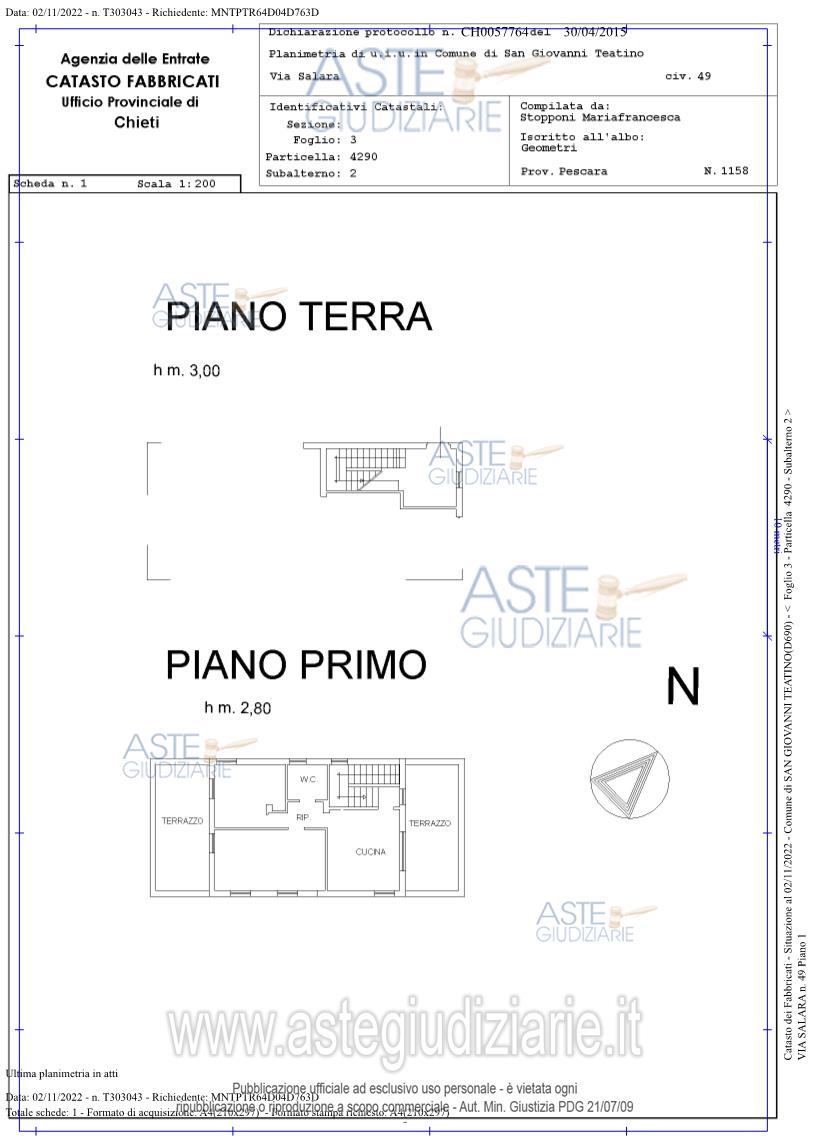 Planimetria del bene