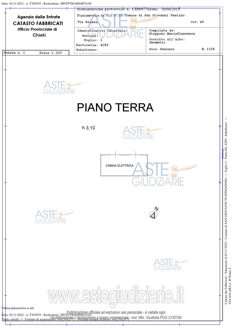 Planimetria del bene