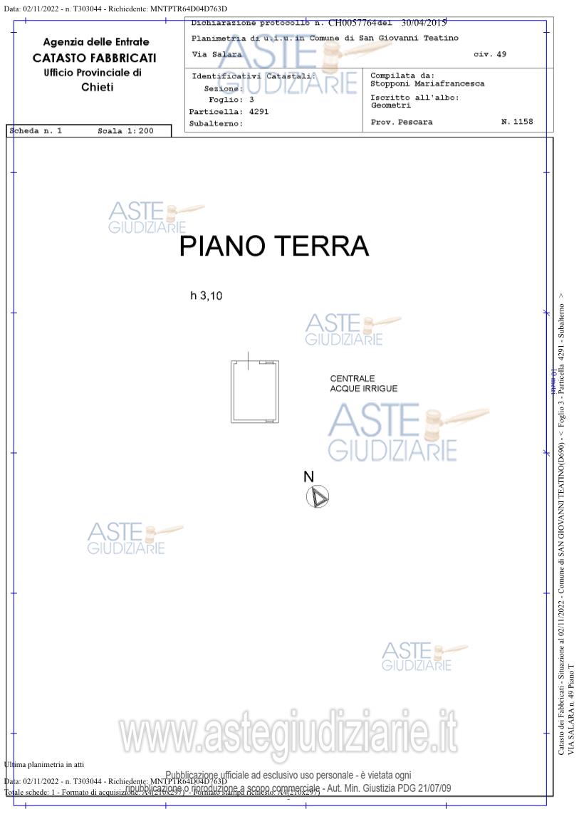 Planimetria del bene