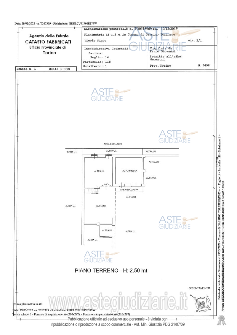 Planimetria del bene