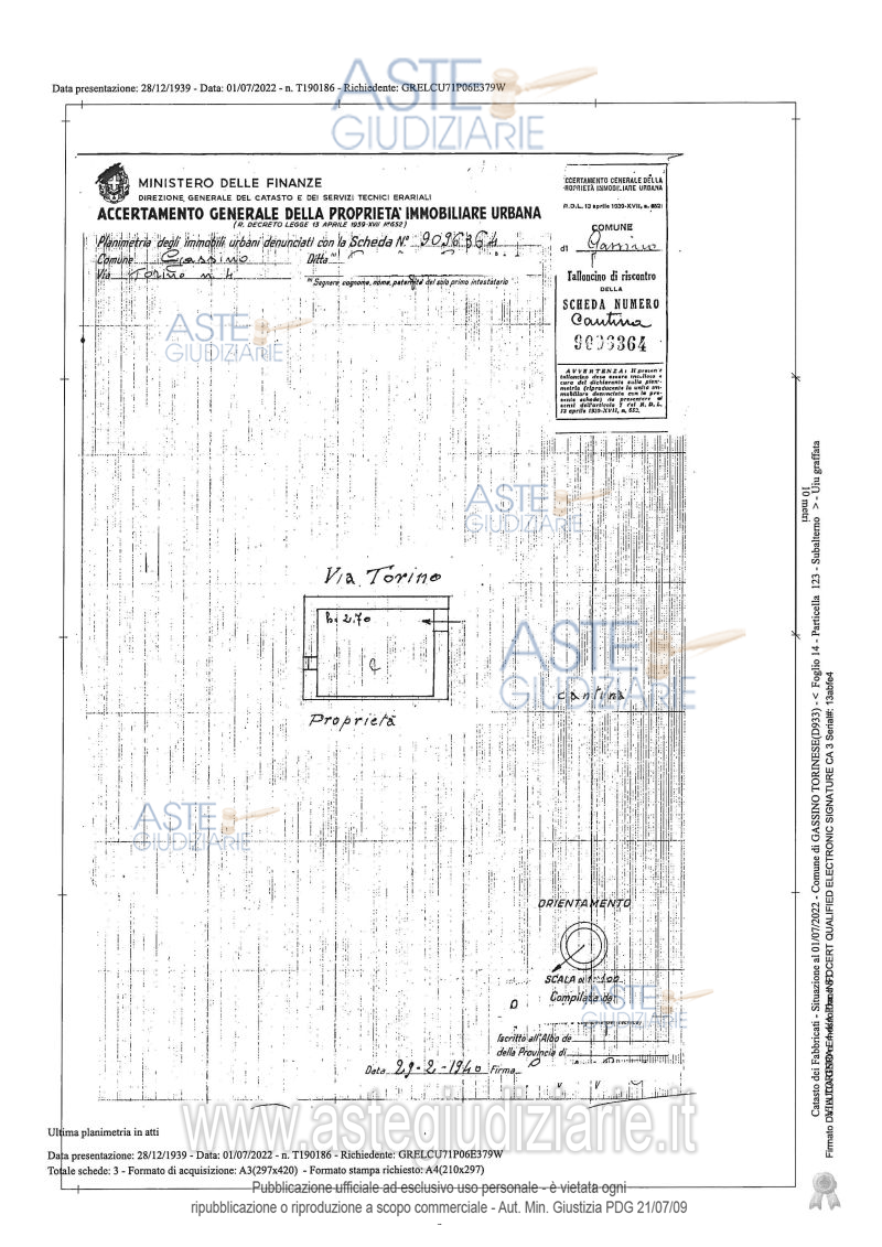 Planimetria del bene