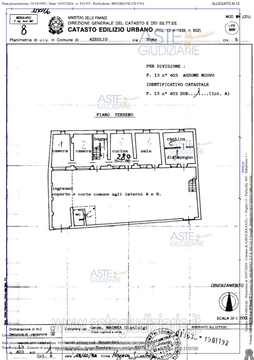 Planimetria del bene