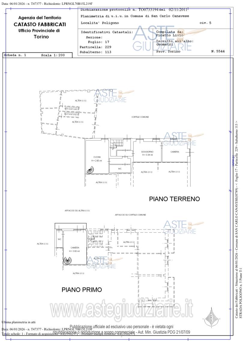 Planimetria del bene
