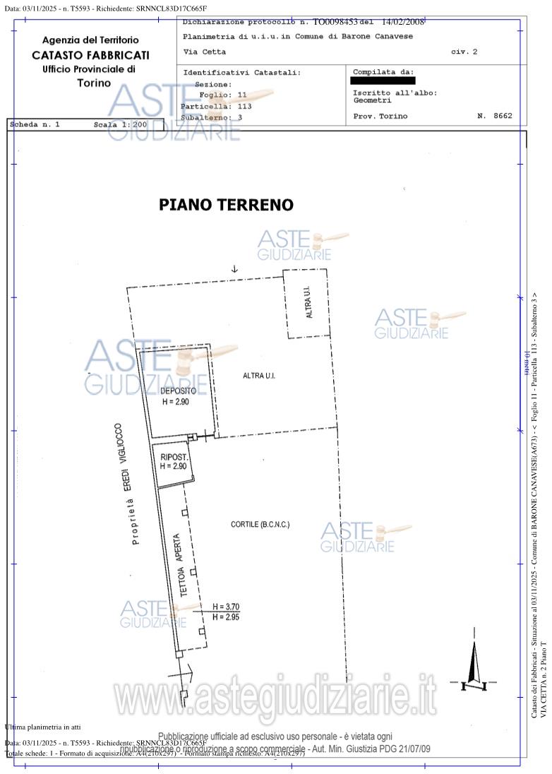 Planimetria del bene