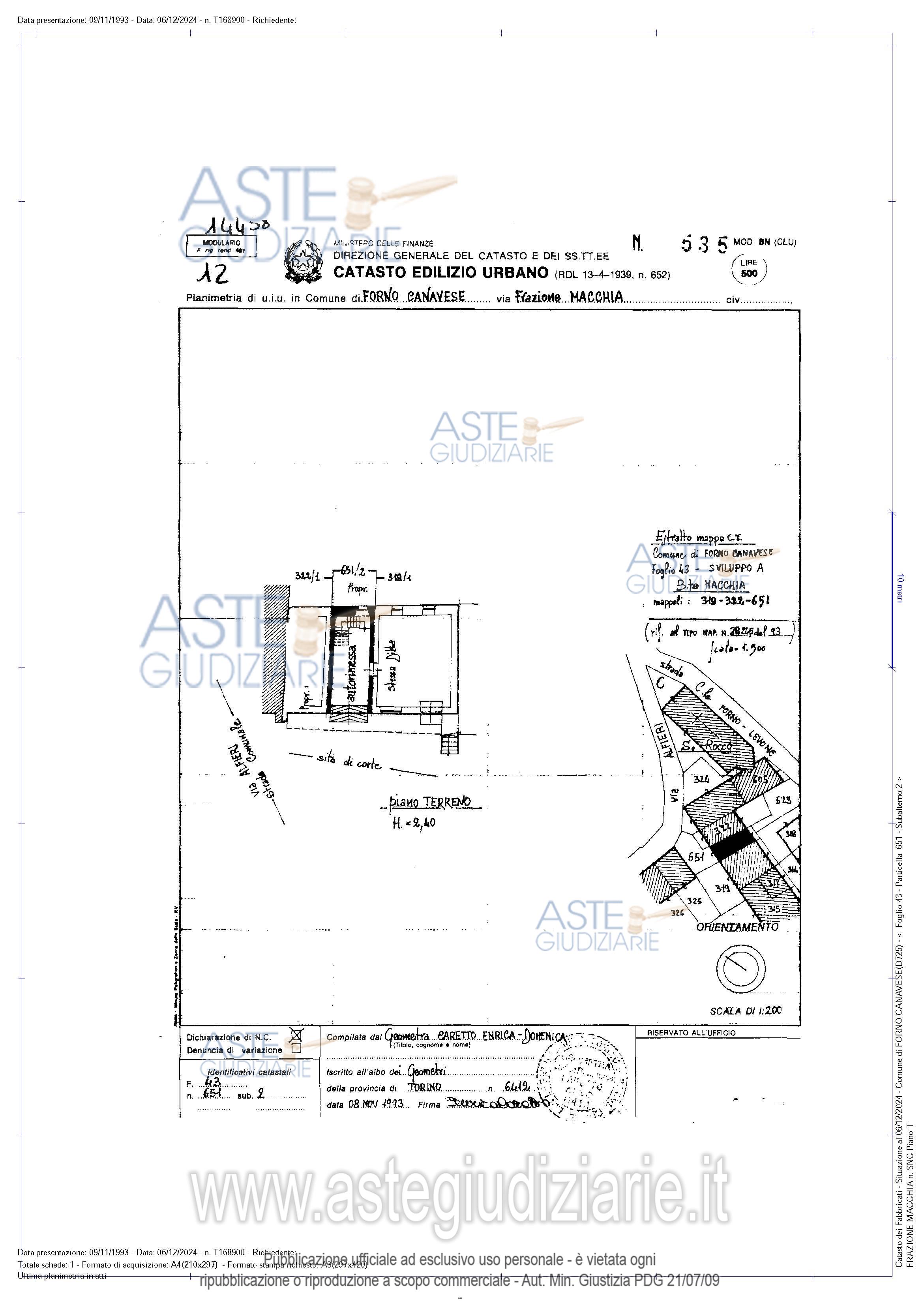 Planimetria del bene