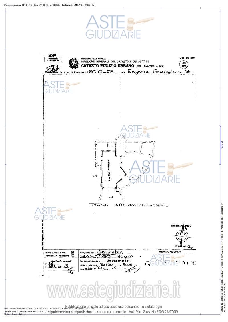 Planimetria del bene