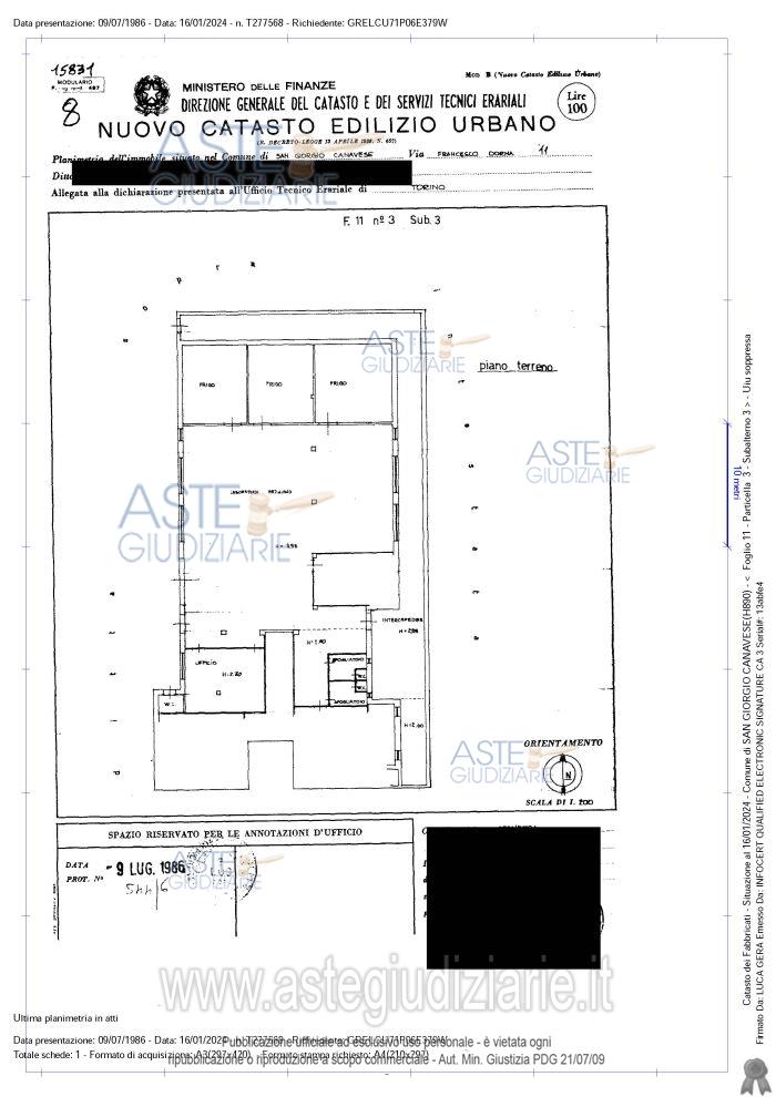 Planimetria del bene